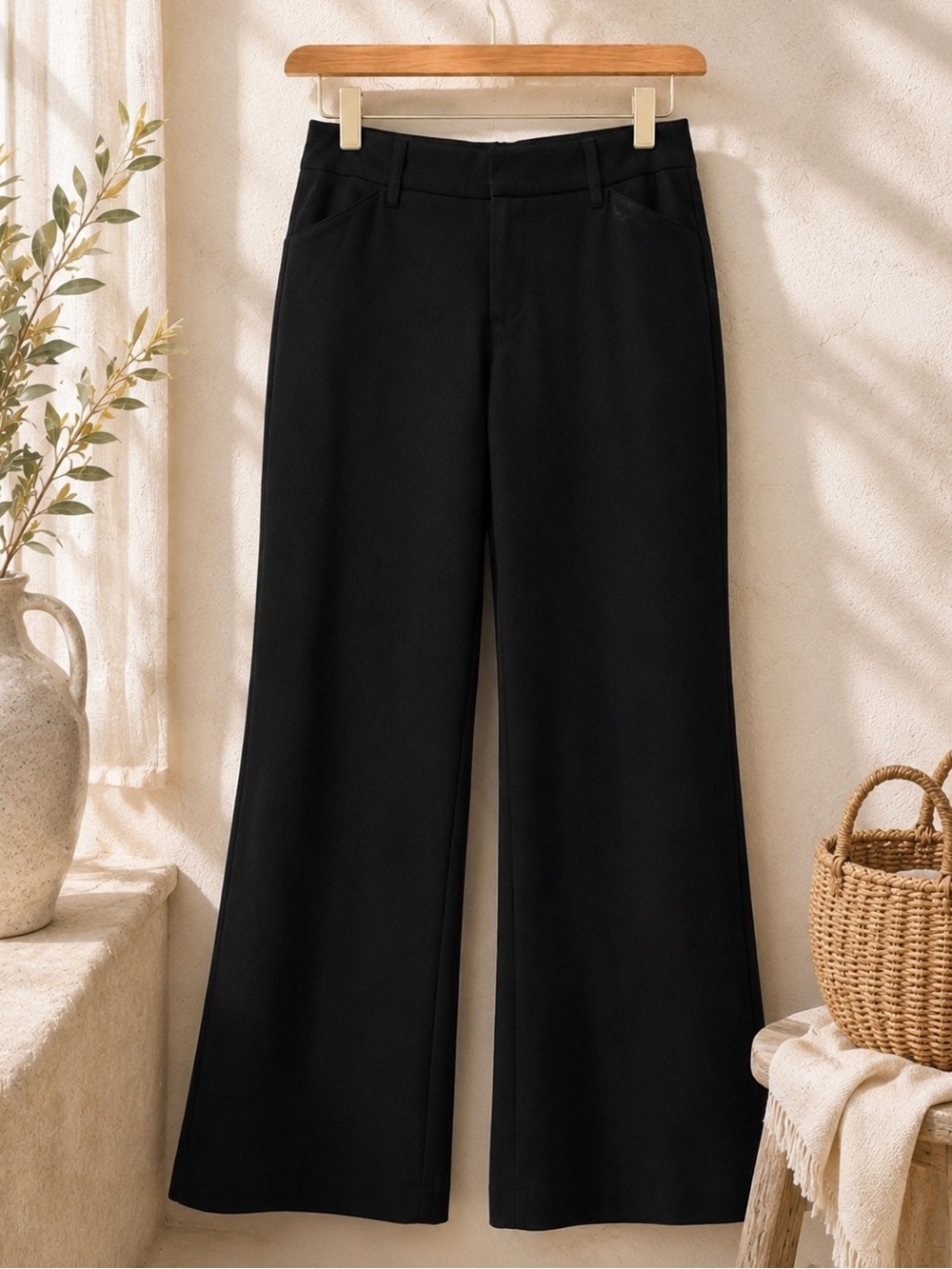 ✨ GAP Perfect Trouser Wide Straight Leg Bootcut Flare Black Work Pants Size 4 ✨